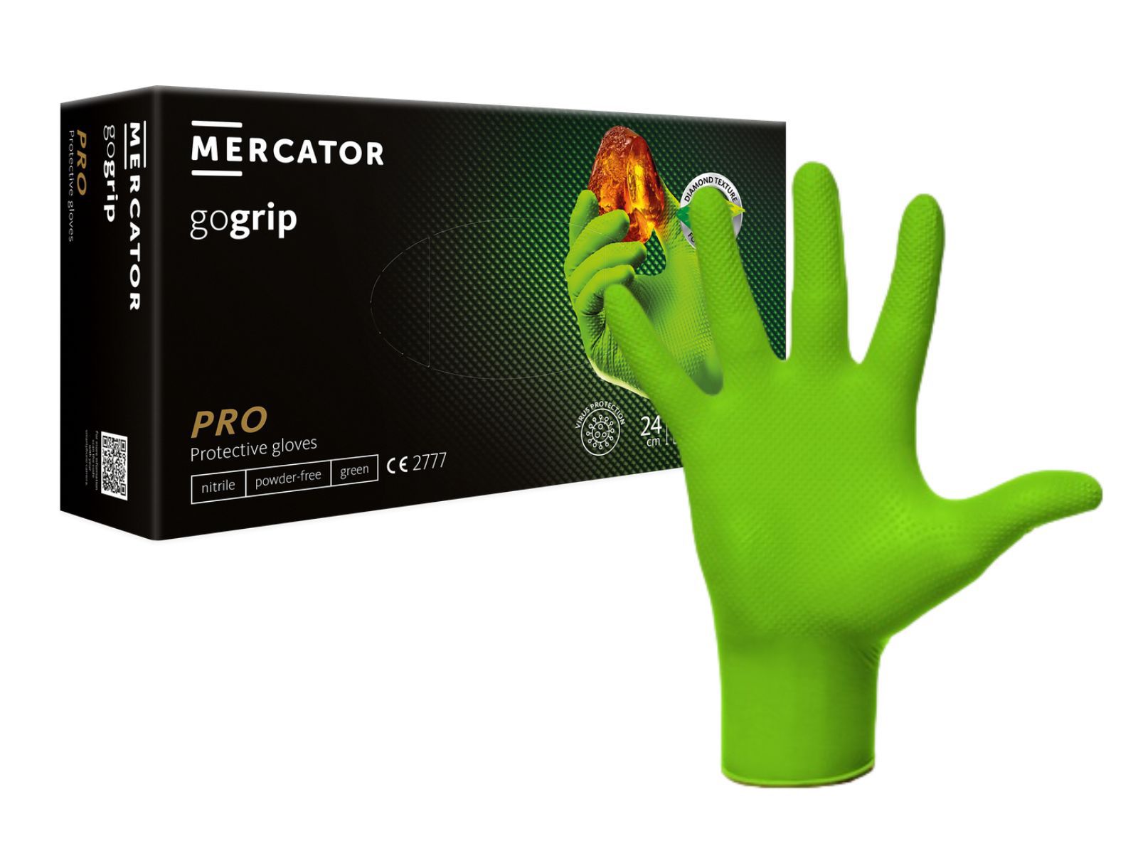 Rękawice GoGrip Green L Mercator Bezpudrowe A50